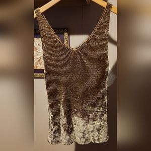 Henri bendel size medium gold ribbed tank top